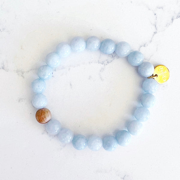 Barrel Bead Bracelet - Aquamarine