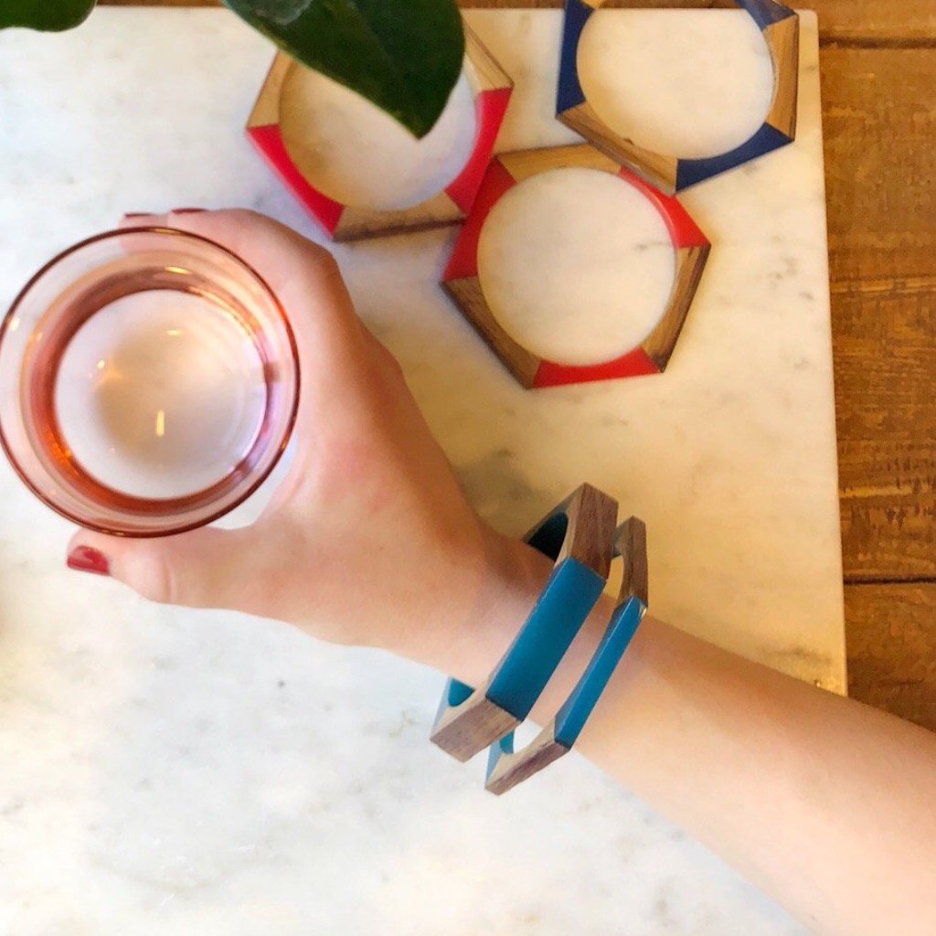 1/4" Stackable Barrel Bracelets - Olive and Poppy