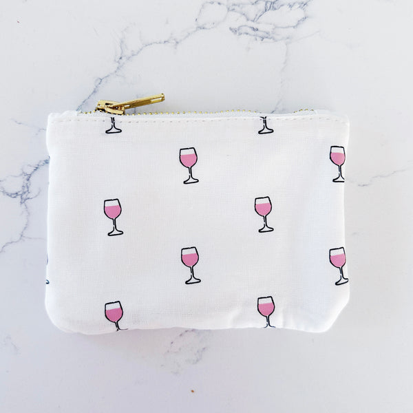 Coin Purse - Pink Wine Glasses