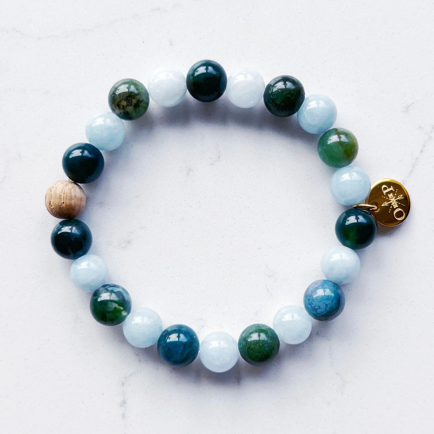 Barrel Bead Bracelet - Aqua Tones