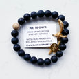 Onyx and Howlite Barrel Bead Bracelet Set