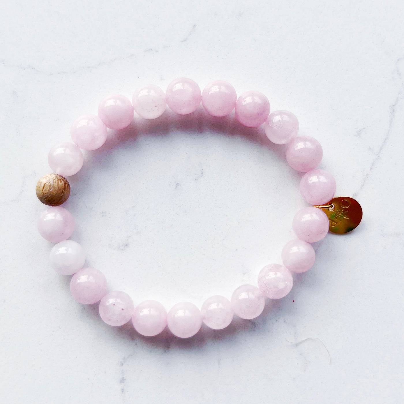 Barrel Bead Bracelet - Rose Quartz